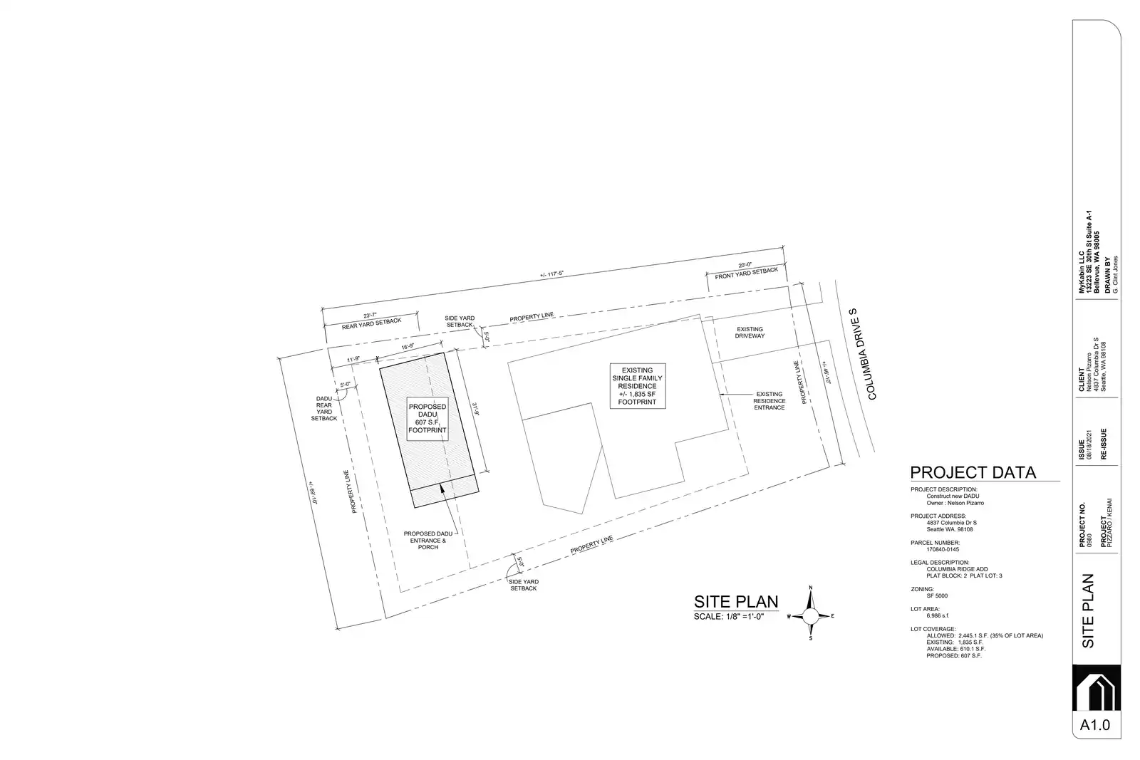 Site plan for 4835 Columbia Dr S