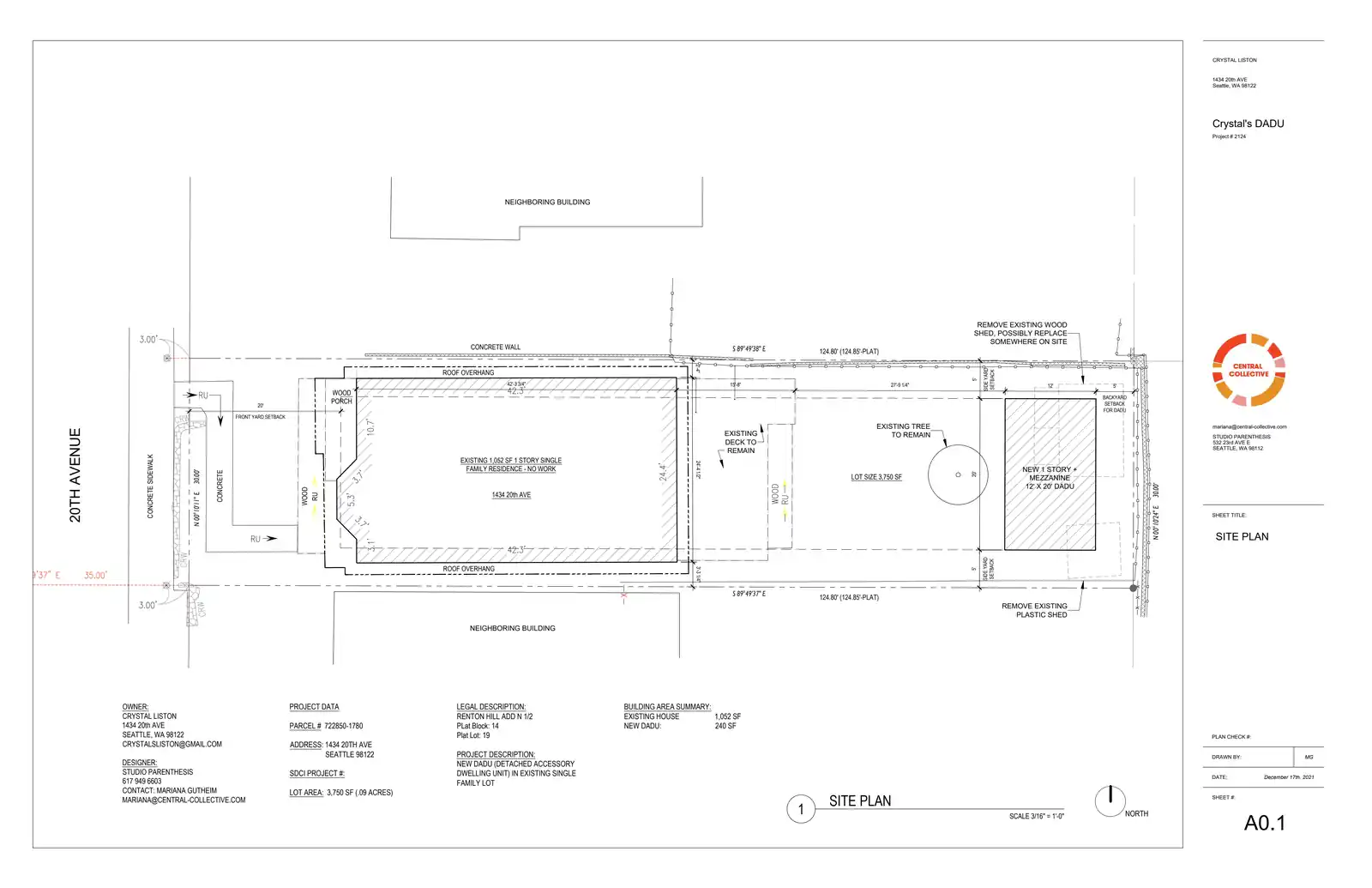 Site plan for 1432 20th Ave
