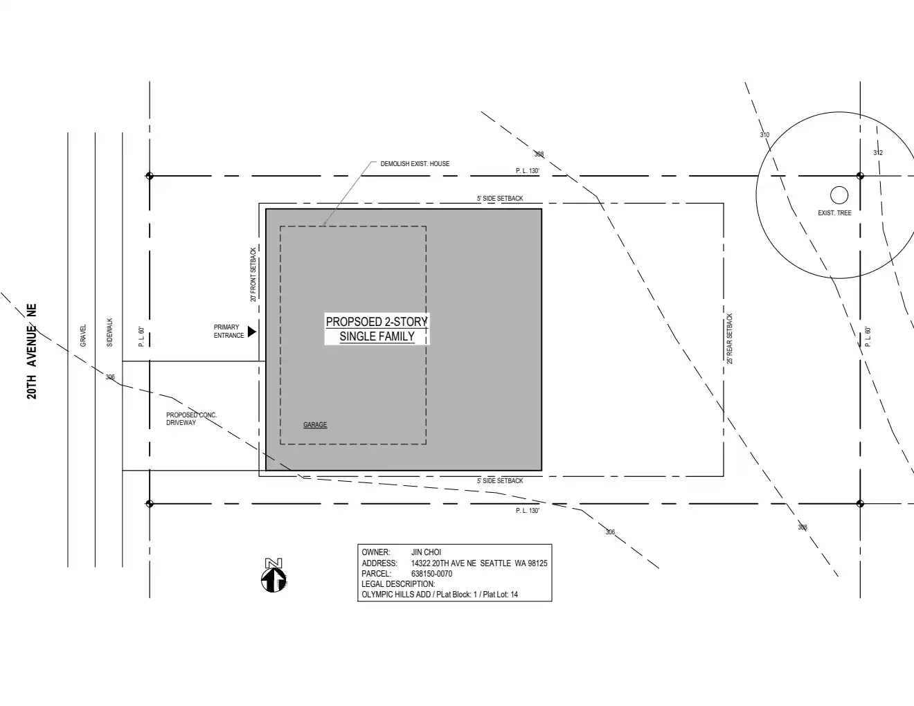 Site plan for 14322 20th Ave NE