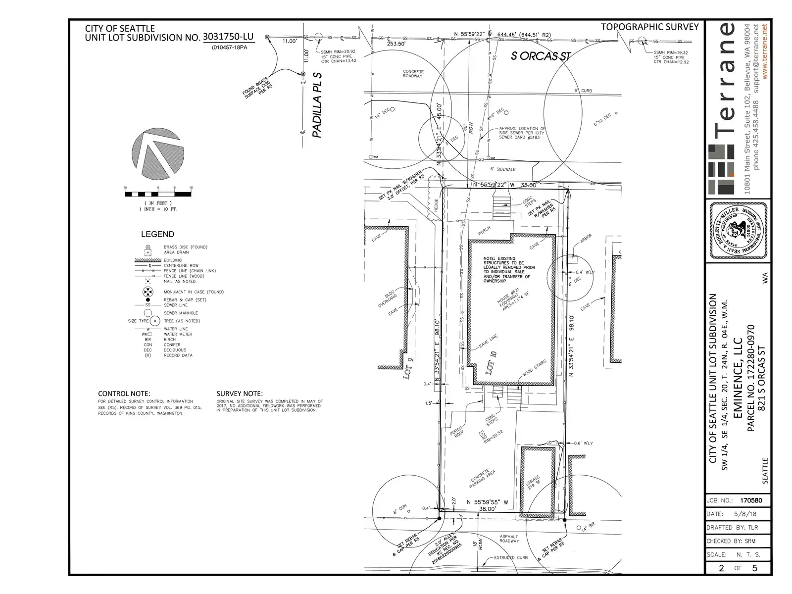 Site plan for 821 S Orcas St