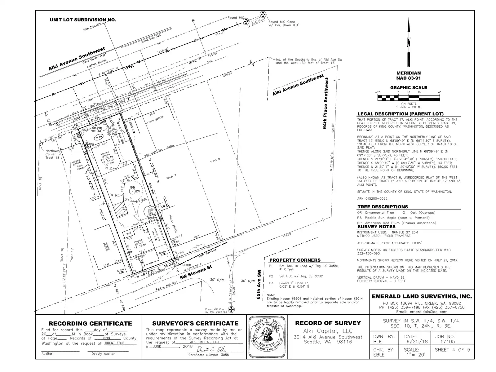 Site plan for 3014 Alki Ave SW