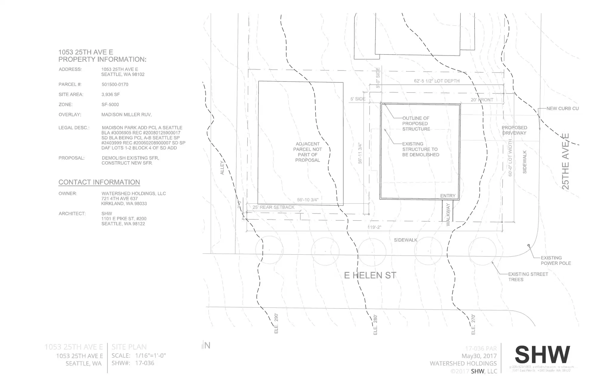 Site plan for 2470 E Helen St