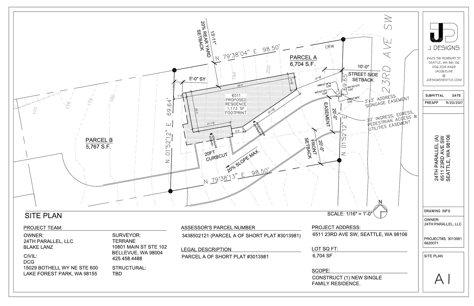 Site plan for 6511 23rd Ave SW