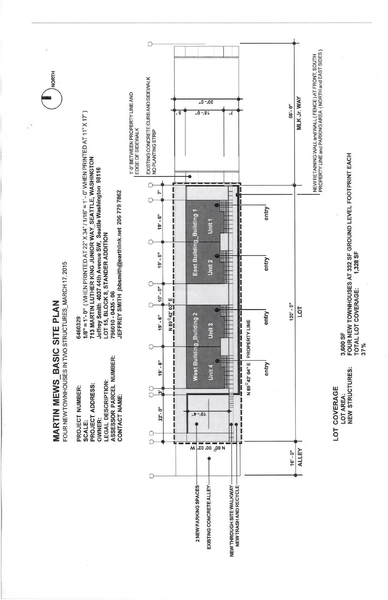 Site plan for 713 M L King Jr Way