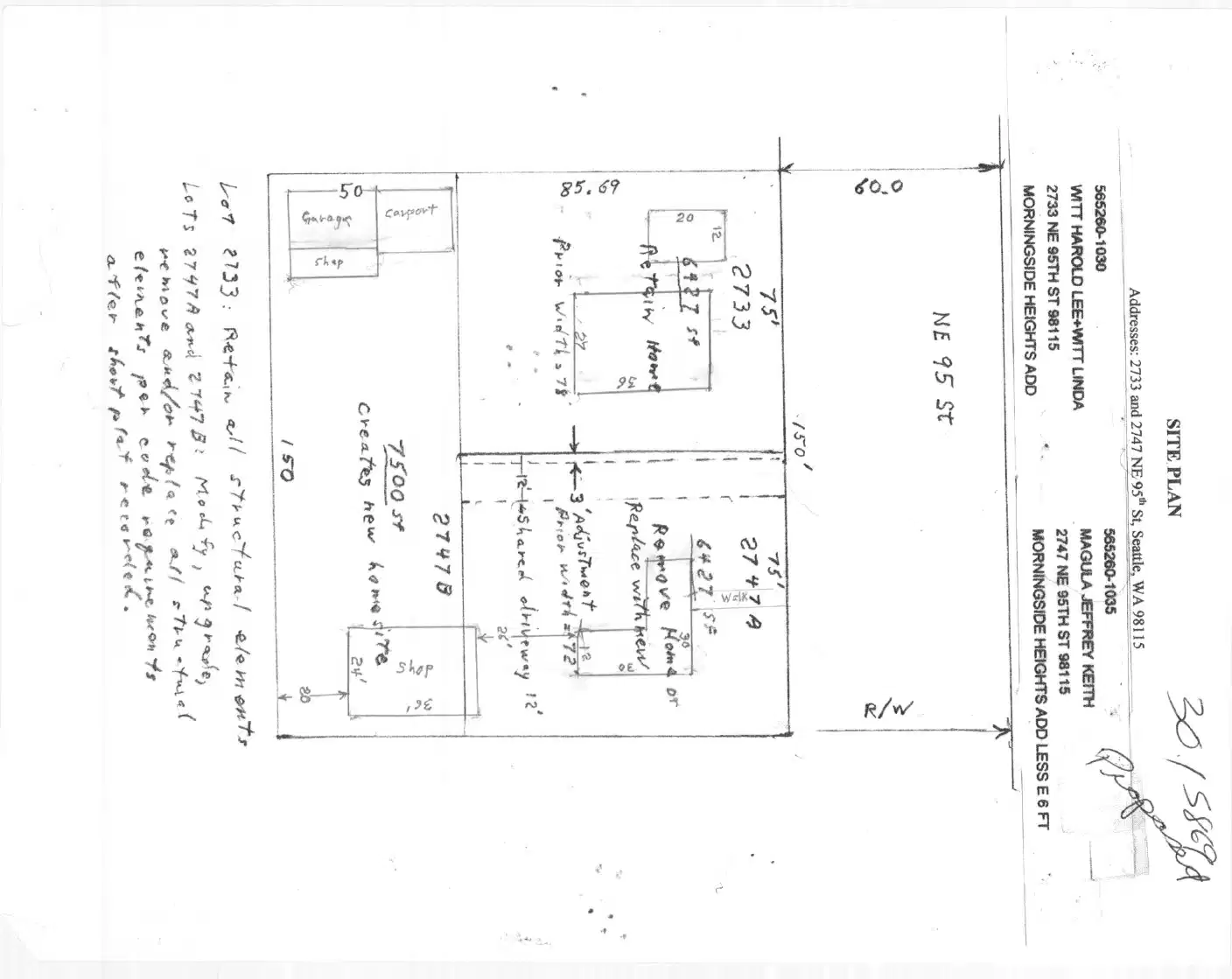 Site plan for 2747 NE 95th St
