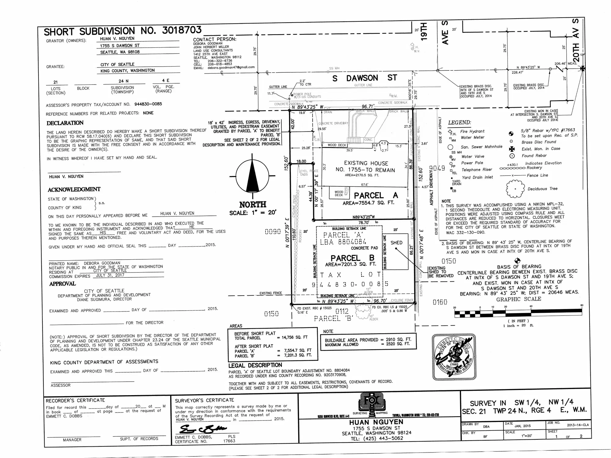 Site plan for 1753 S Dawson St