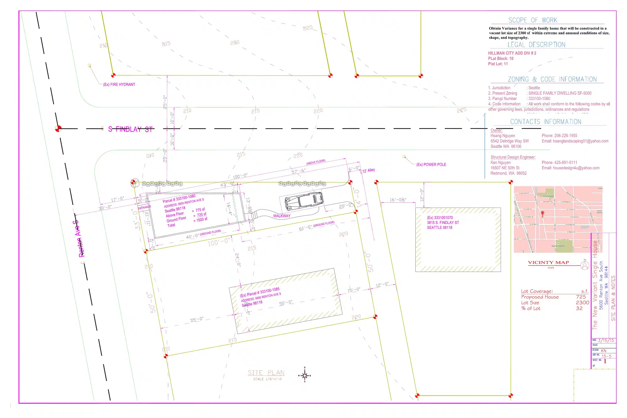 Site plan for 3811 S Findlay St