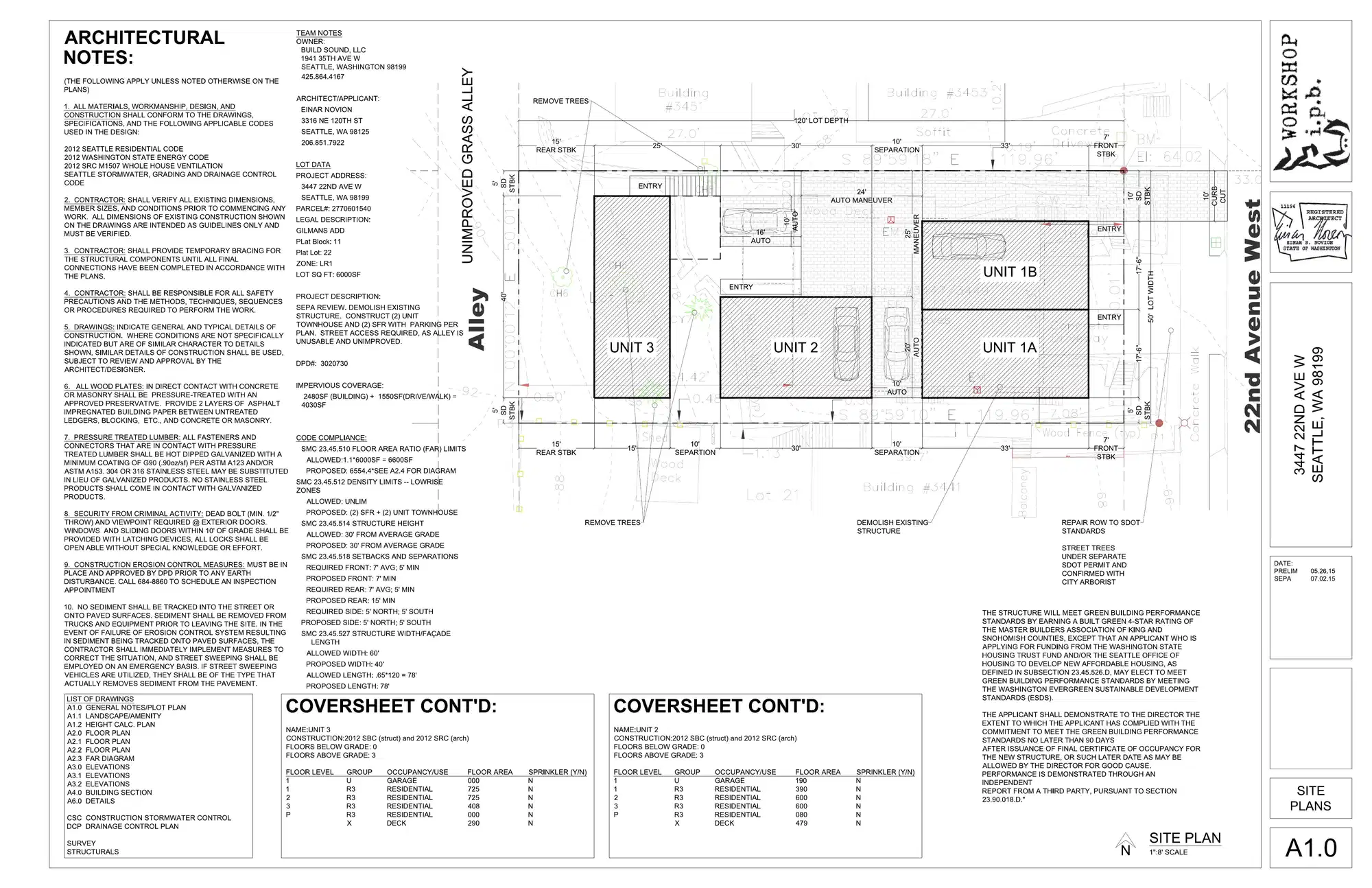 Site plan for 3447 B 22nd Ave W