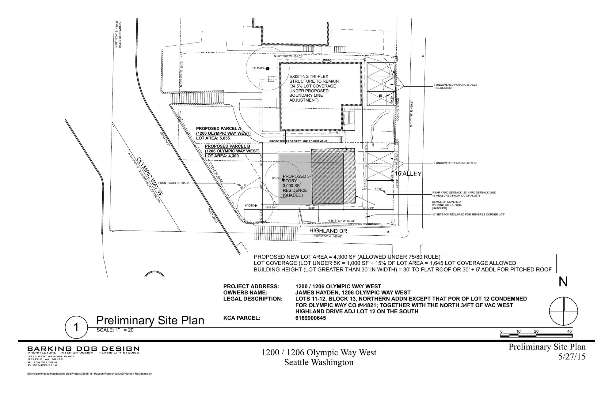 Site plan for 1200 Olympic Way W
