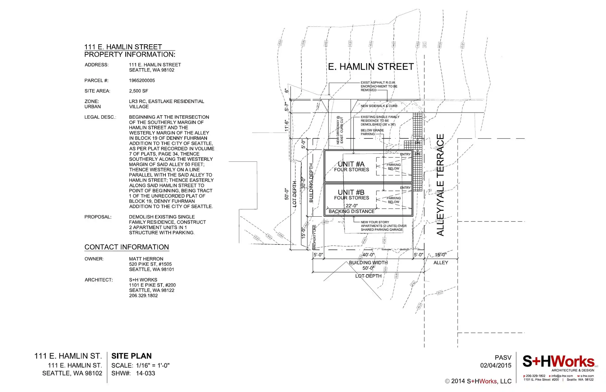 Site plan for 111 E Hamlin St