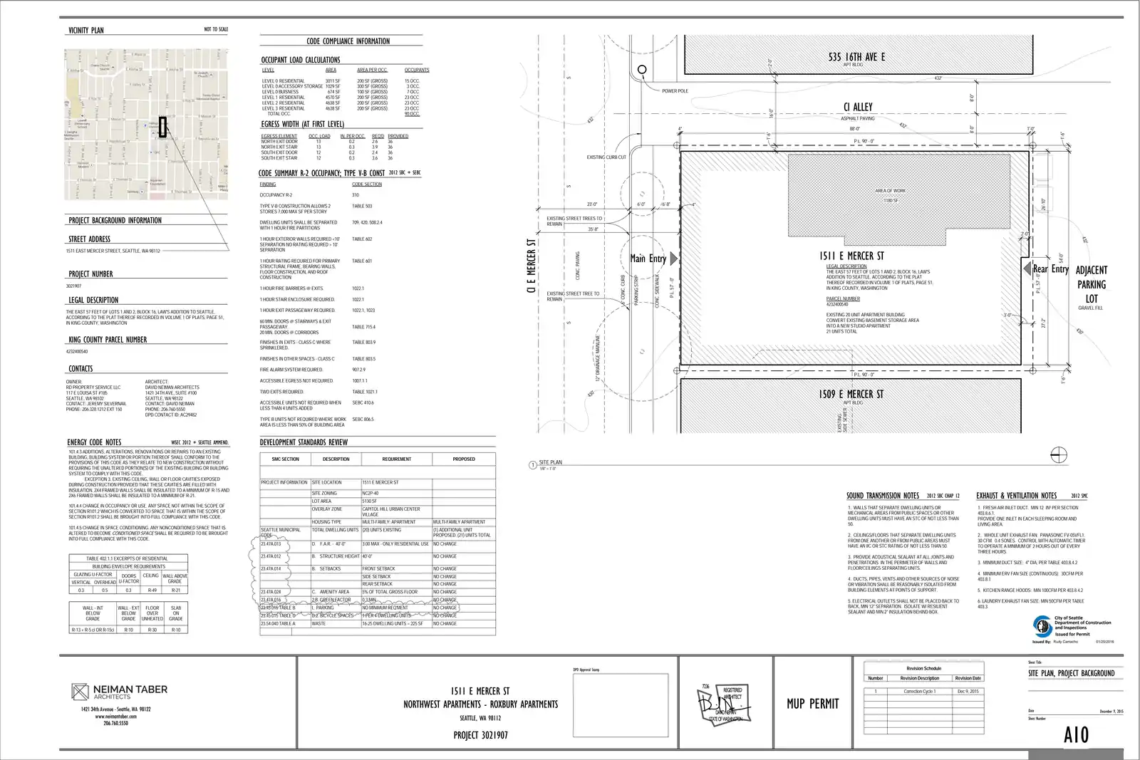 Site plan for 1511 E Mercer St
