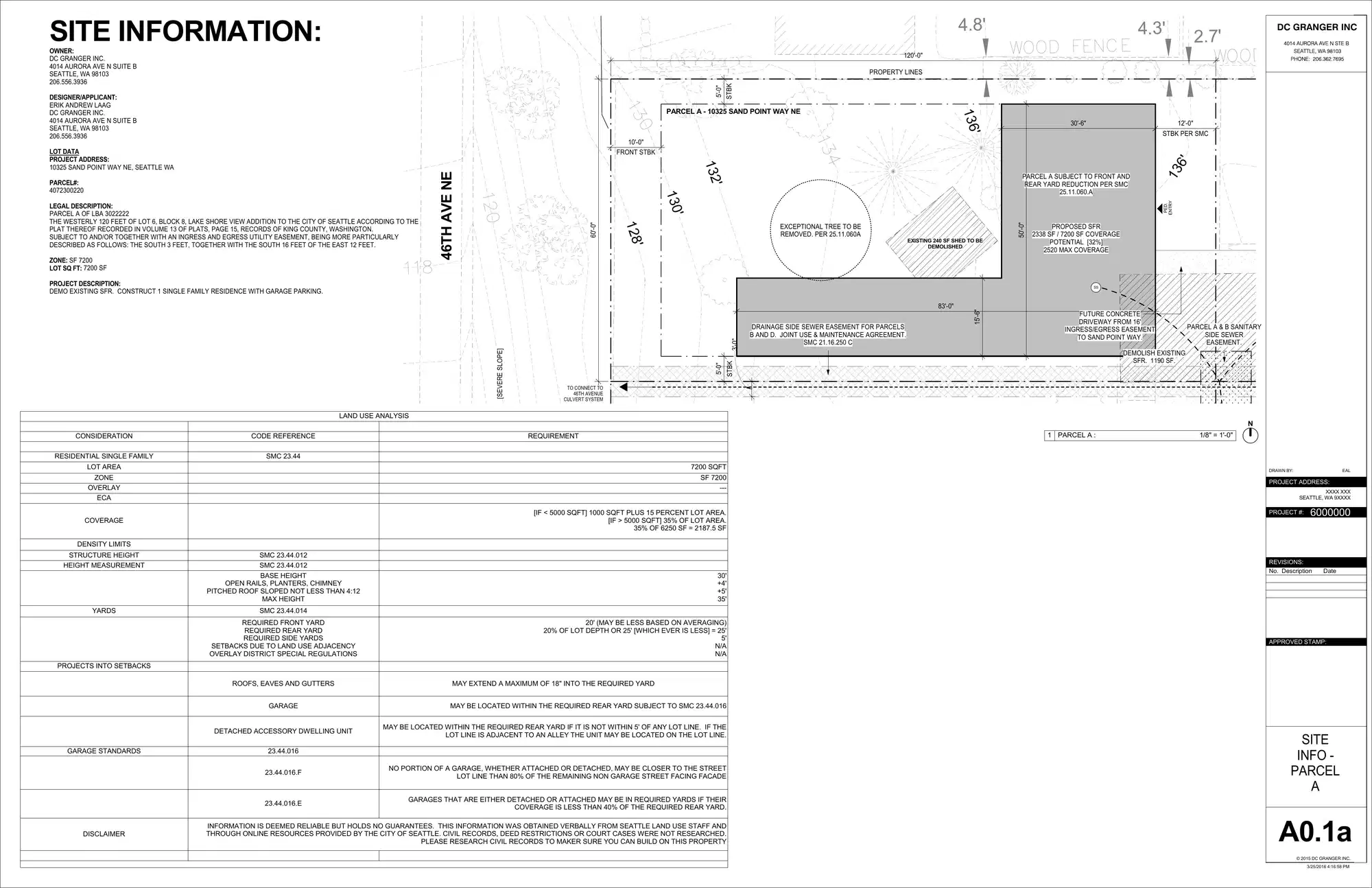 Site plan for 10321 Sand Point Way NE