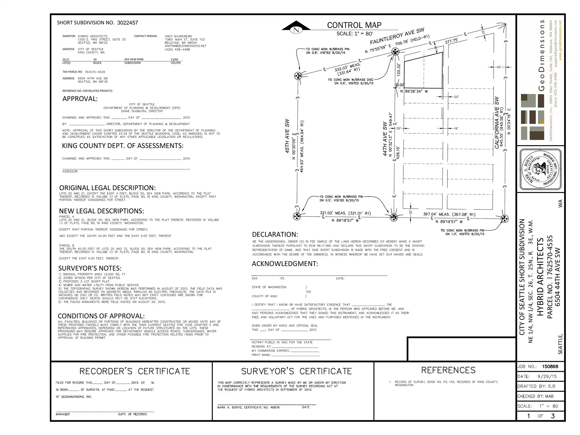 Site plan for 6508 44th Ave SW