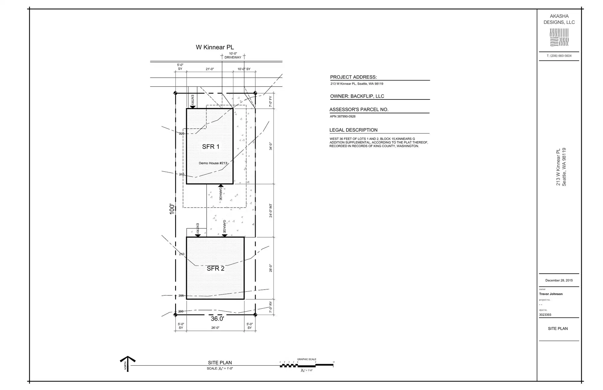 Site plan for 213 W Kinnear Pl