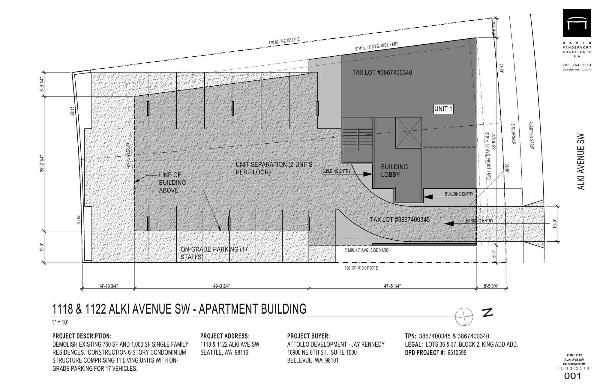 Site plan for 1118 Alki Ave SW