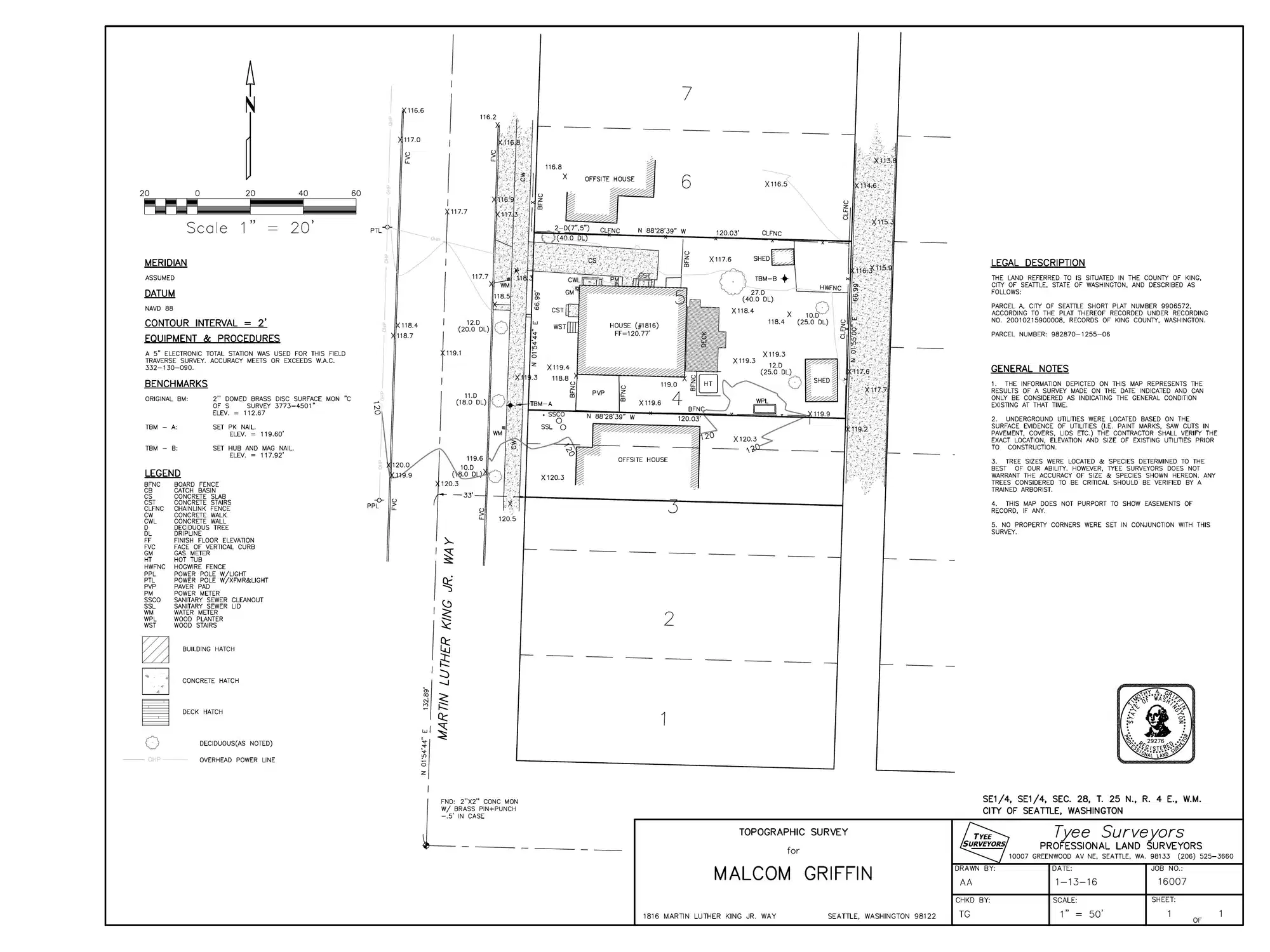 Site plan for 1816 M L King Jr Way