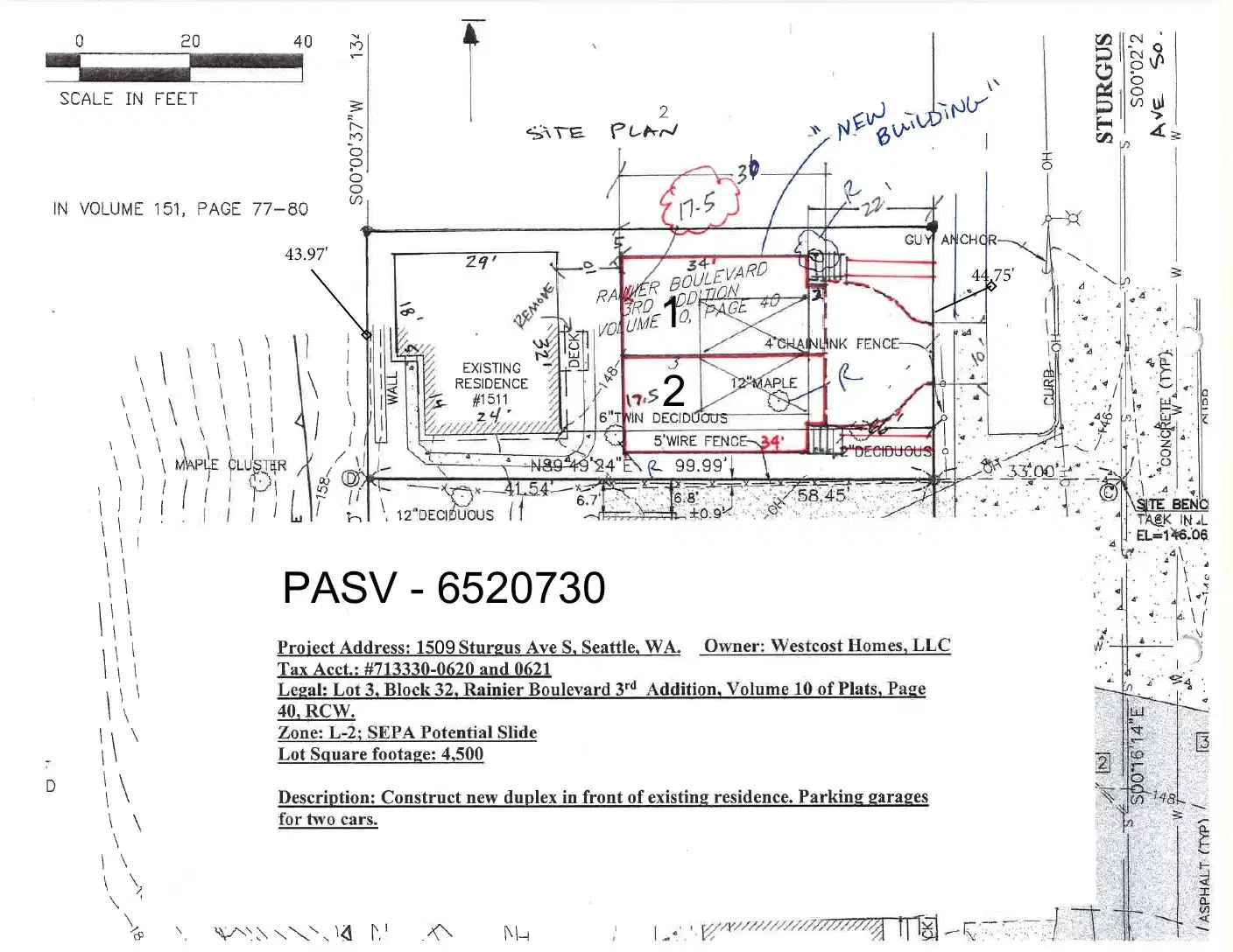 Site plan for 1509 Sturgus Ave S