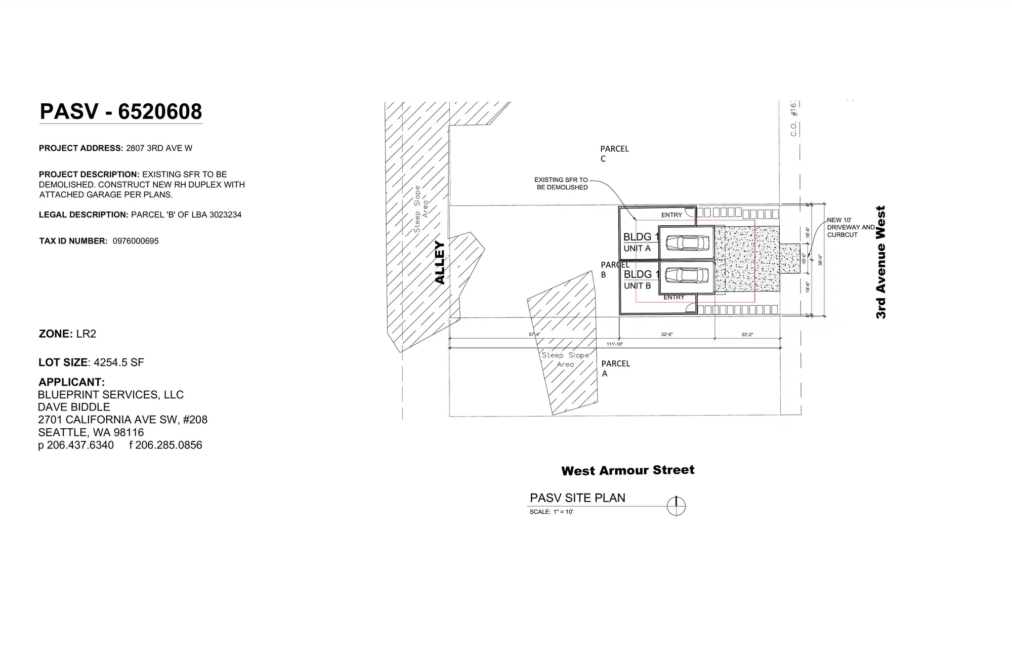 Site plan for 2807 3rd Ave W