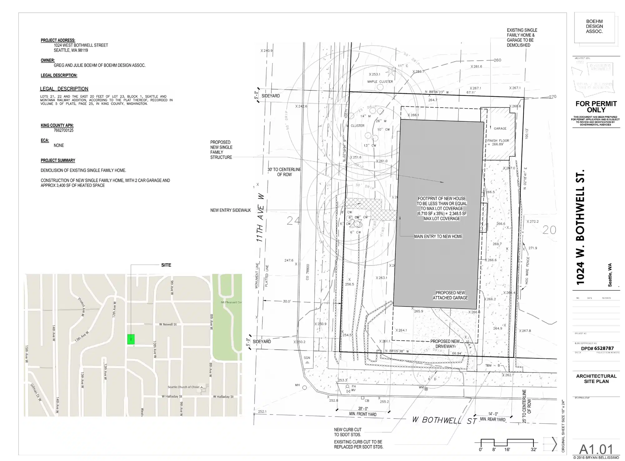Site plan for 1016 W Bothwell St