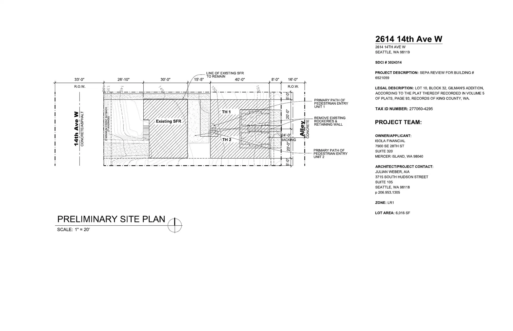 Site plan for 2614 14th Ave W