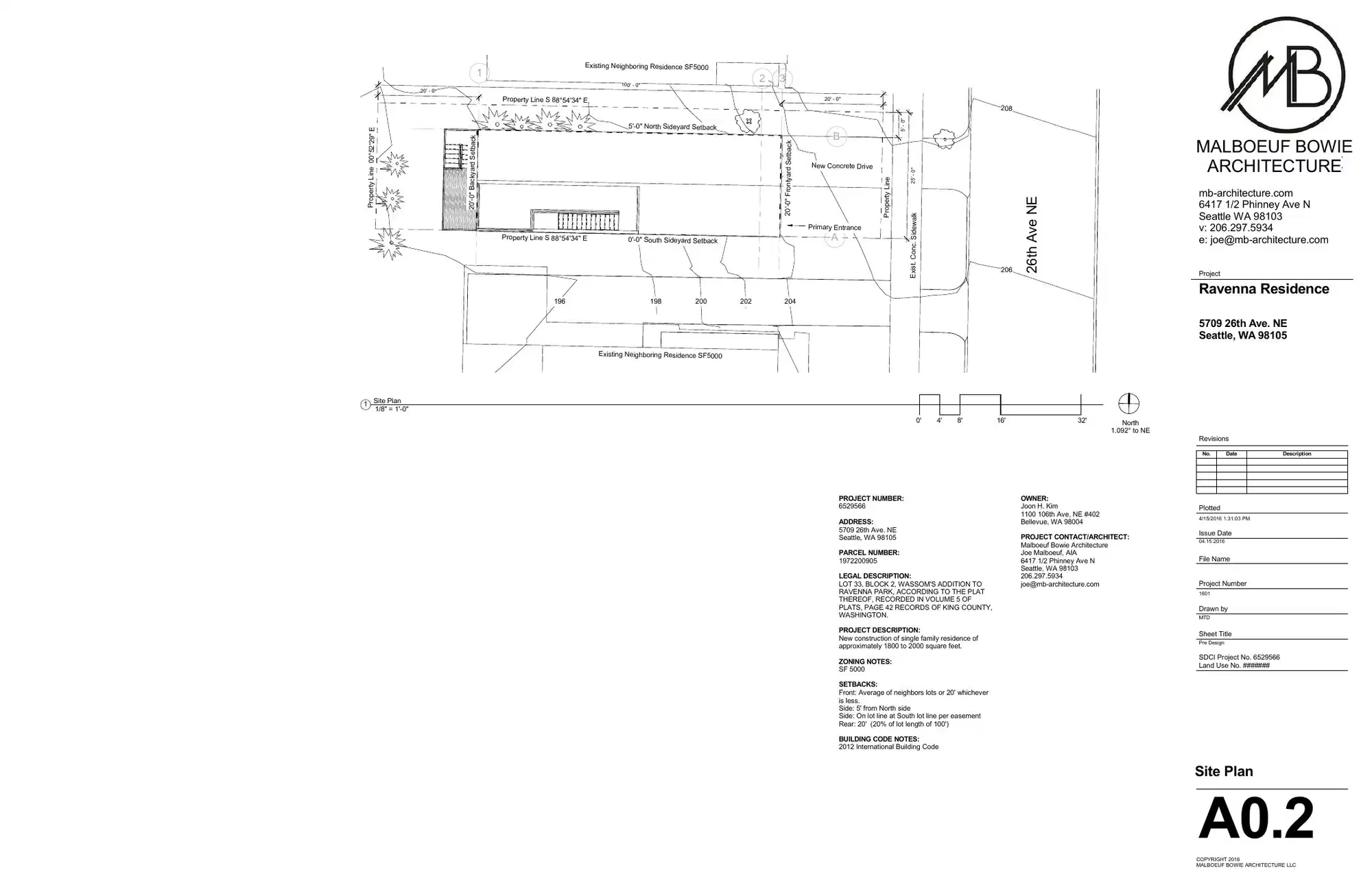 Site plan for 5709 26th Ave NE