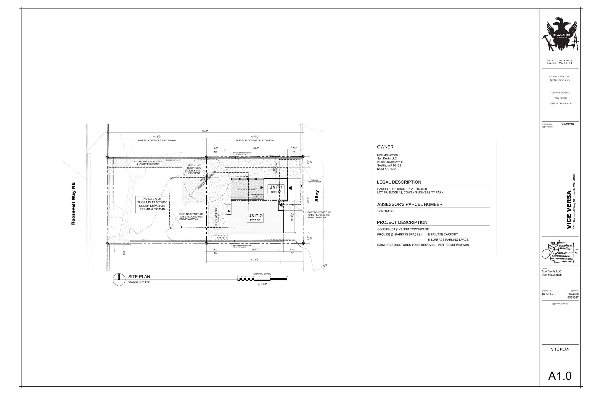 Site plan for 5710 Roosevelt Way NE