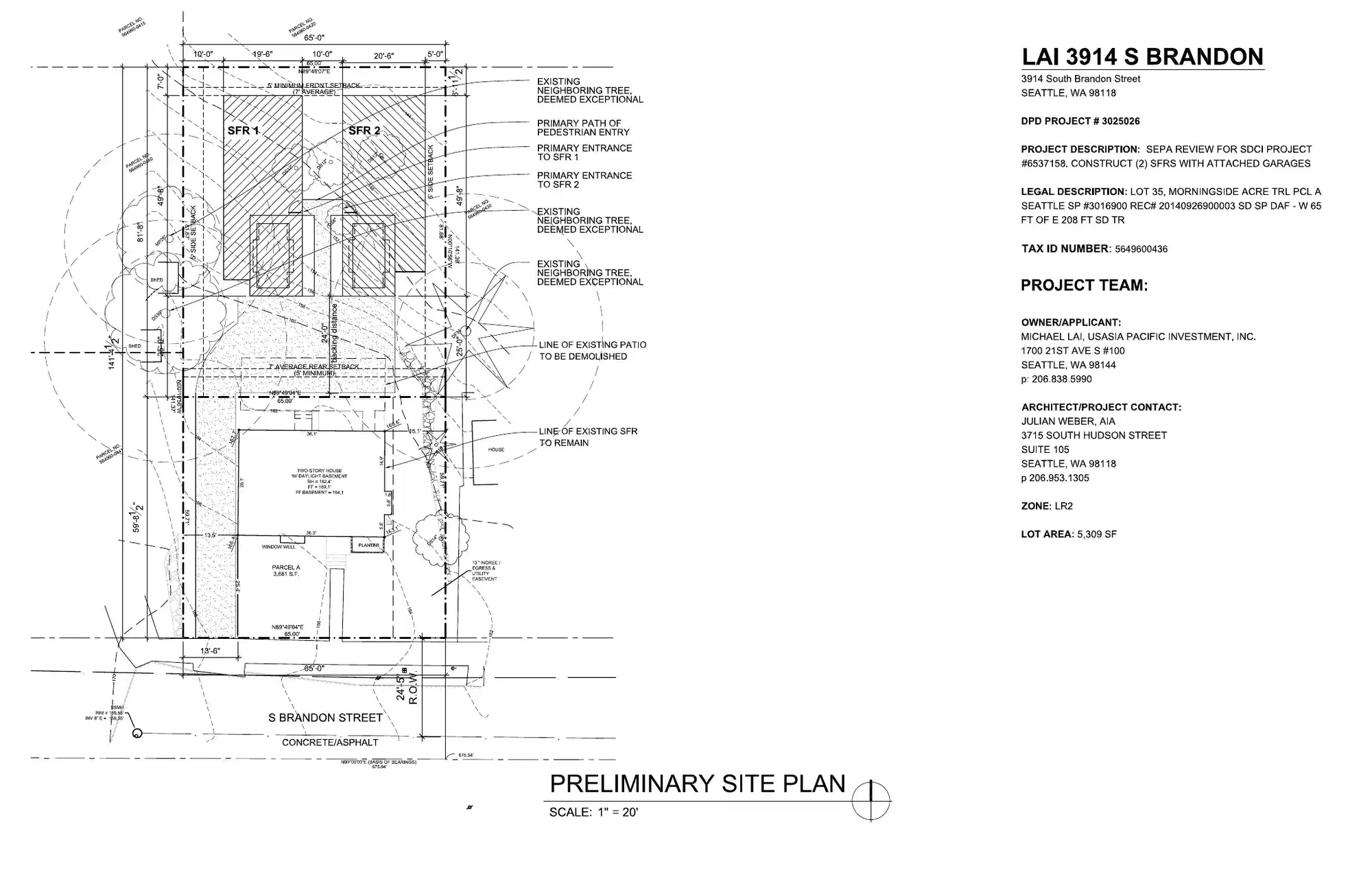 Site plan for 3914 S Brandon St