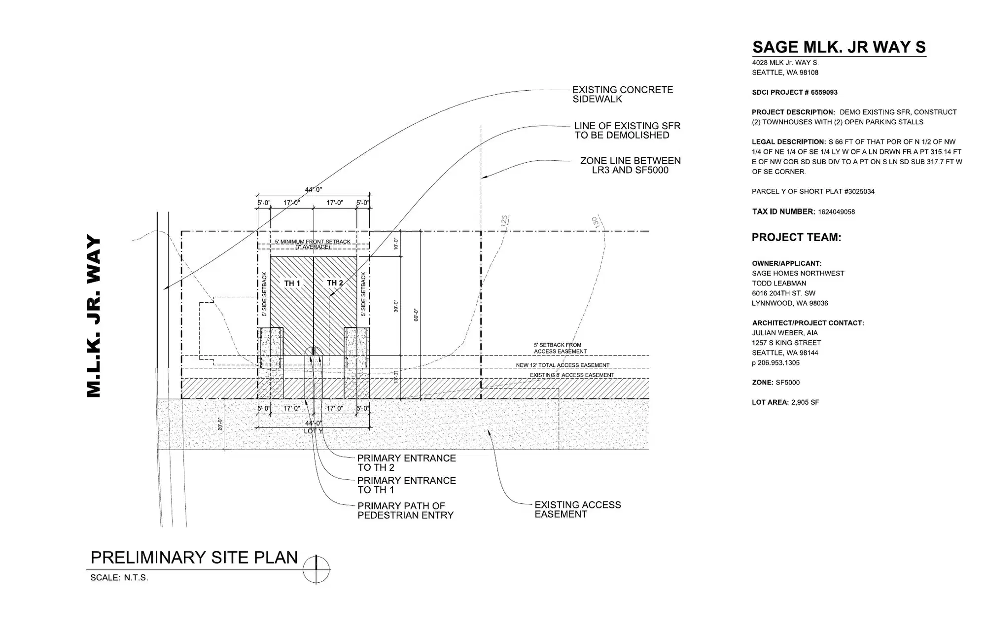 Site plan for 4022 M L King Jr Way S