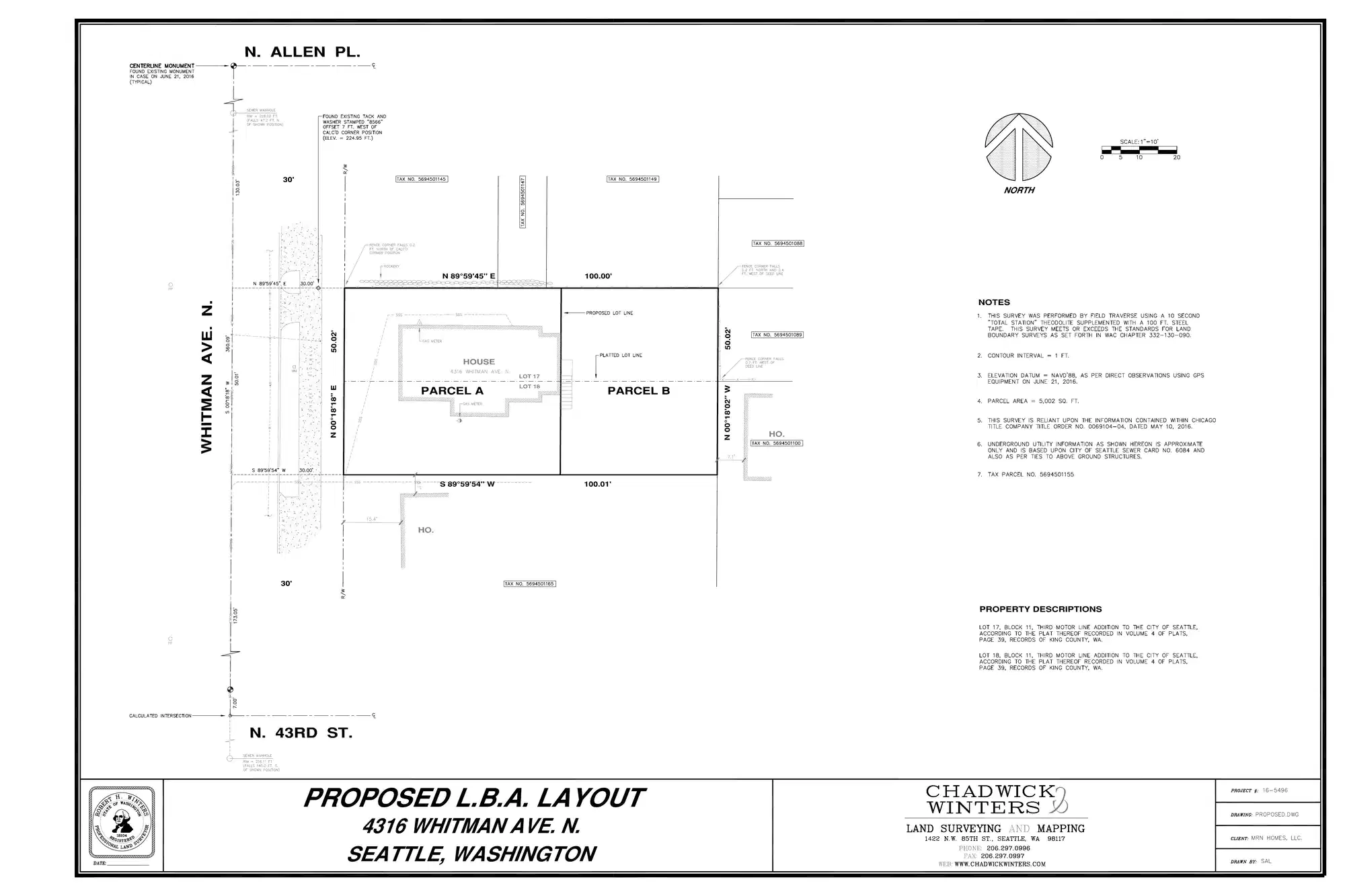 Site plan for 4316 Whitman Ave N