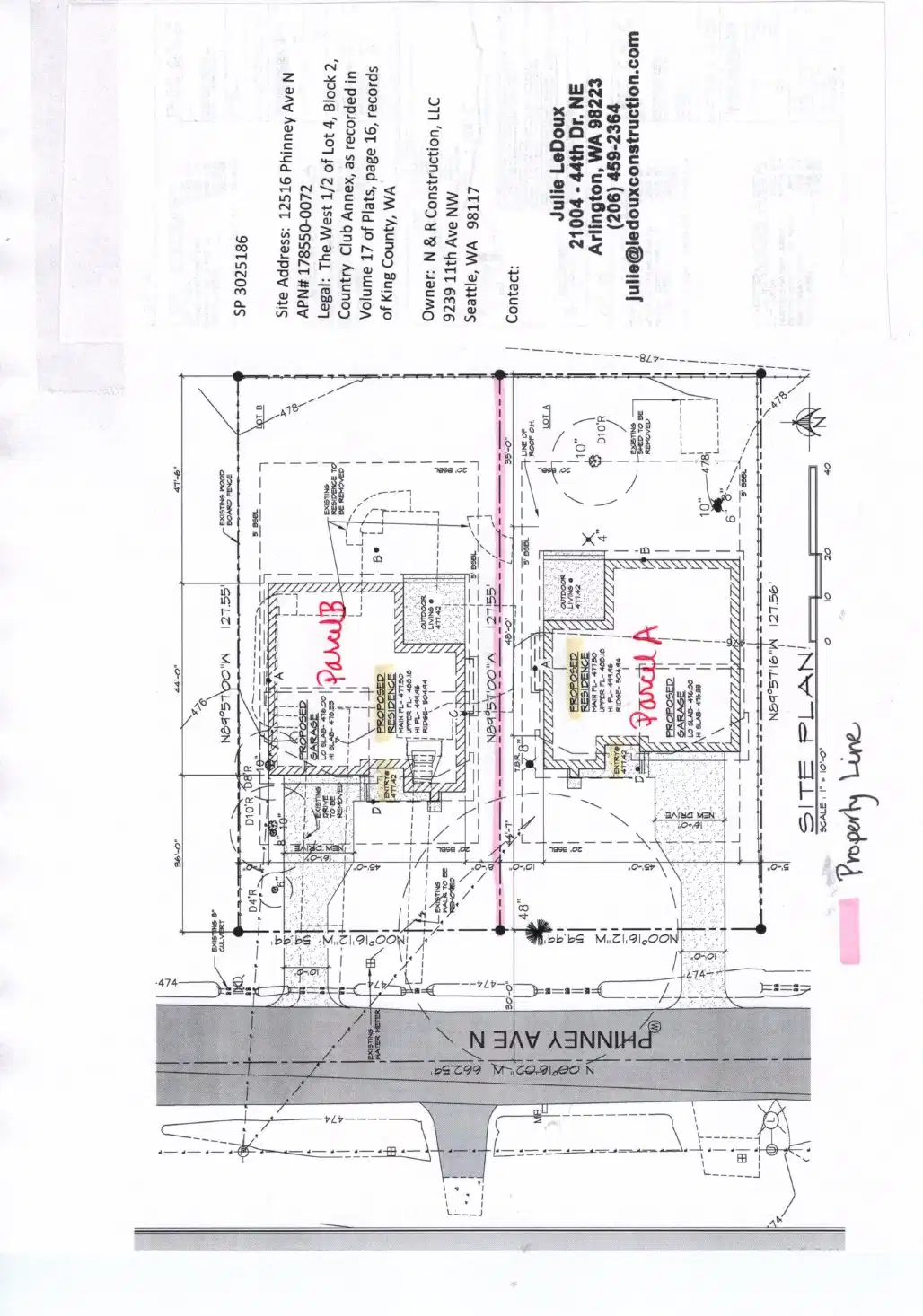 Site plan for 12522 Phinney Ave N
