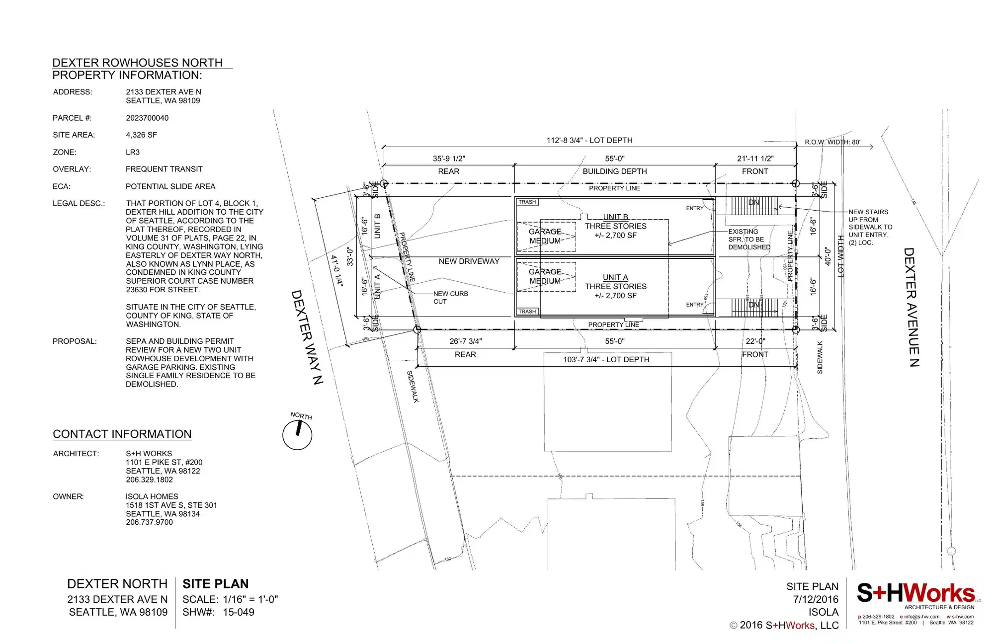 Site plan for 2133 Dexter Ave N