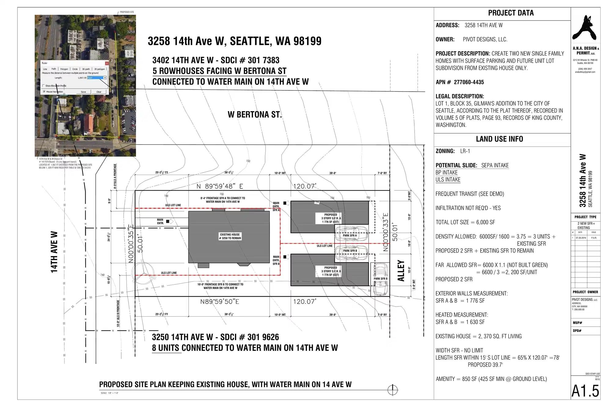 Site plan for 1351 W Bertona St