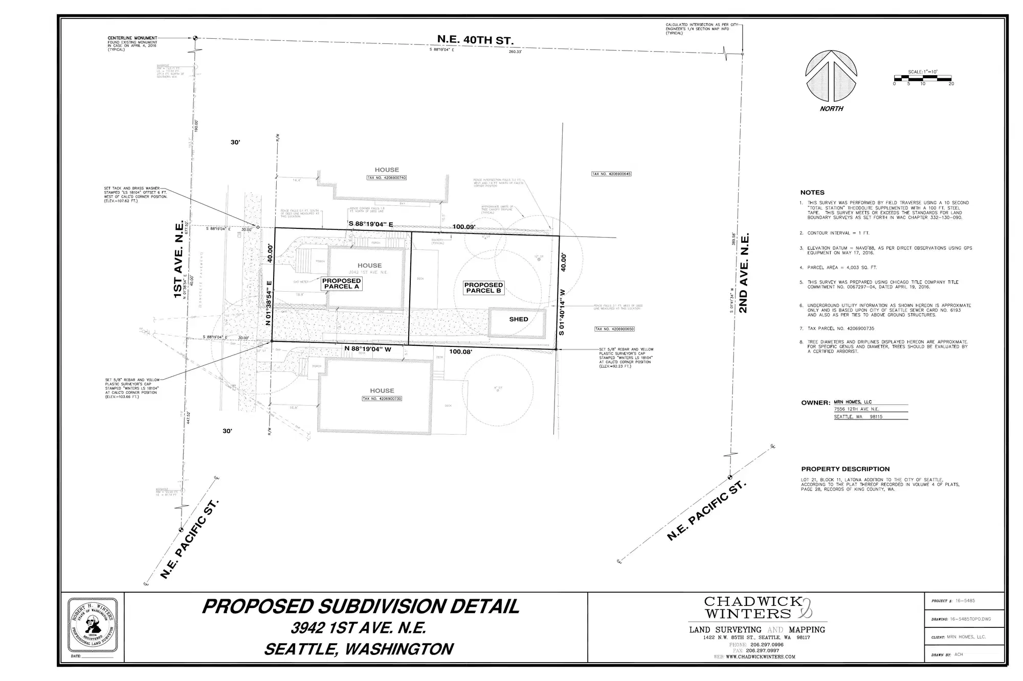 Site plan for 3942 1st Ave NE