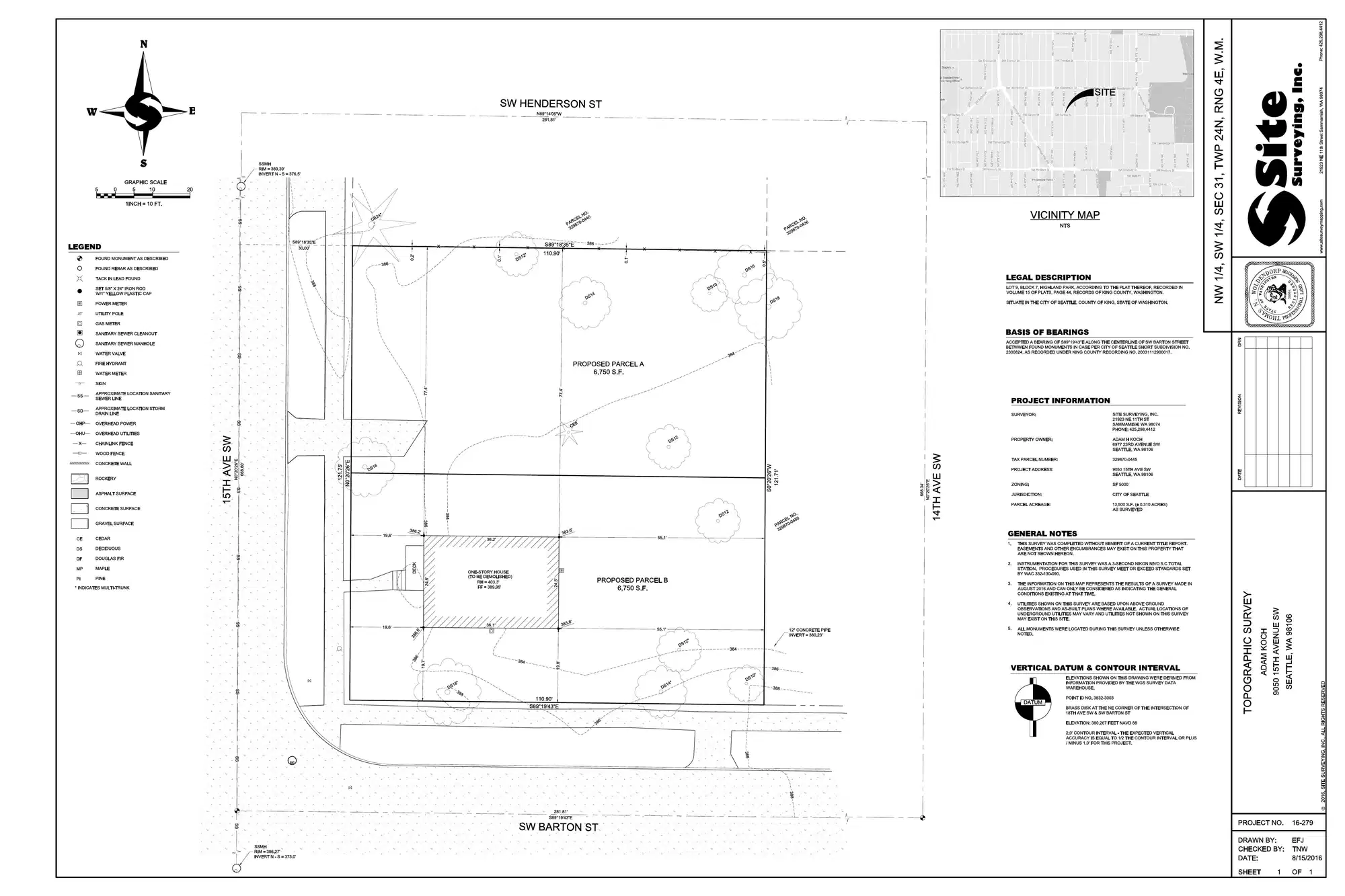 Site plan for 9050 15th Ave SW