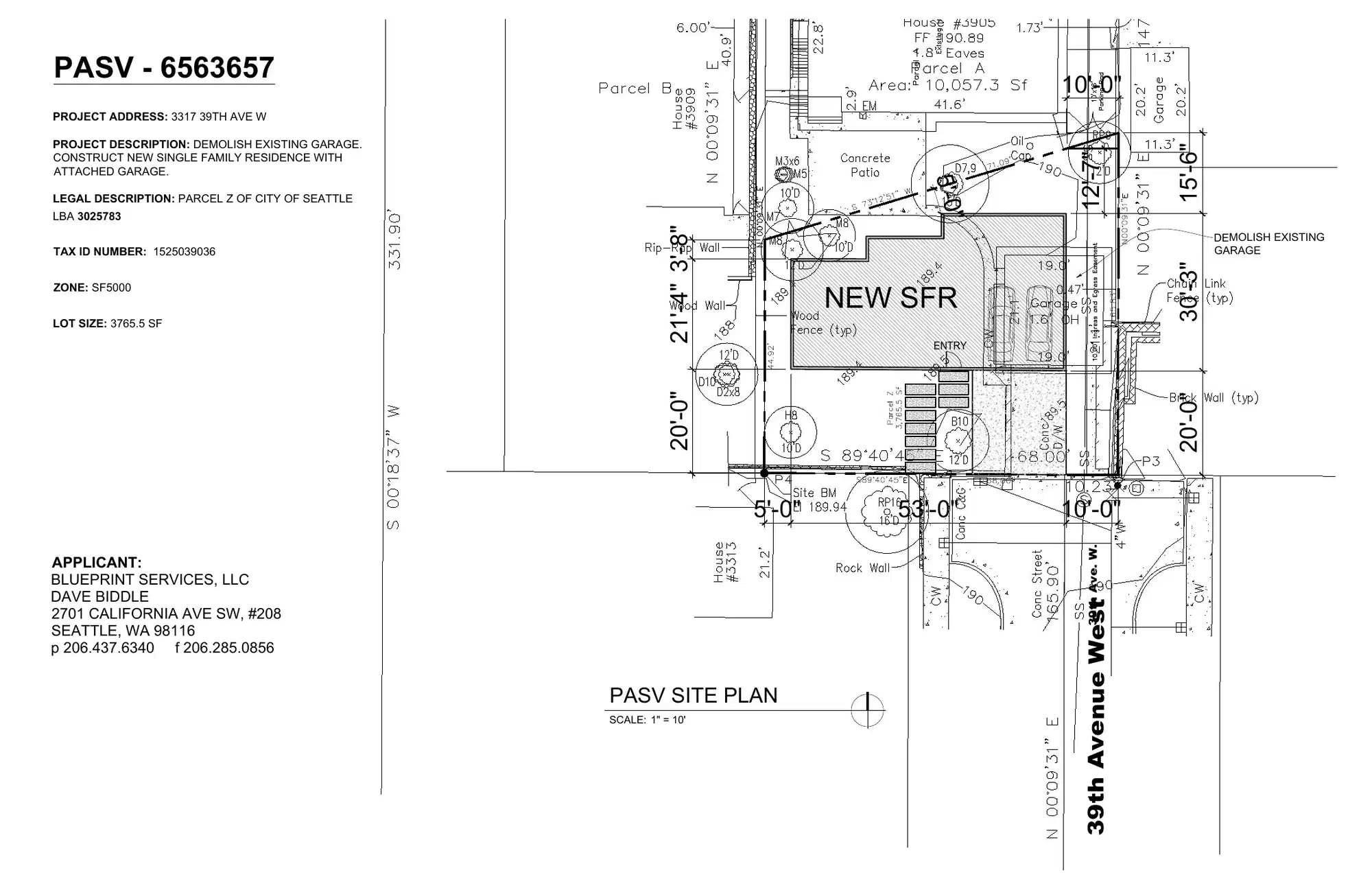 Site plan for 3317 39th Ave W