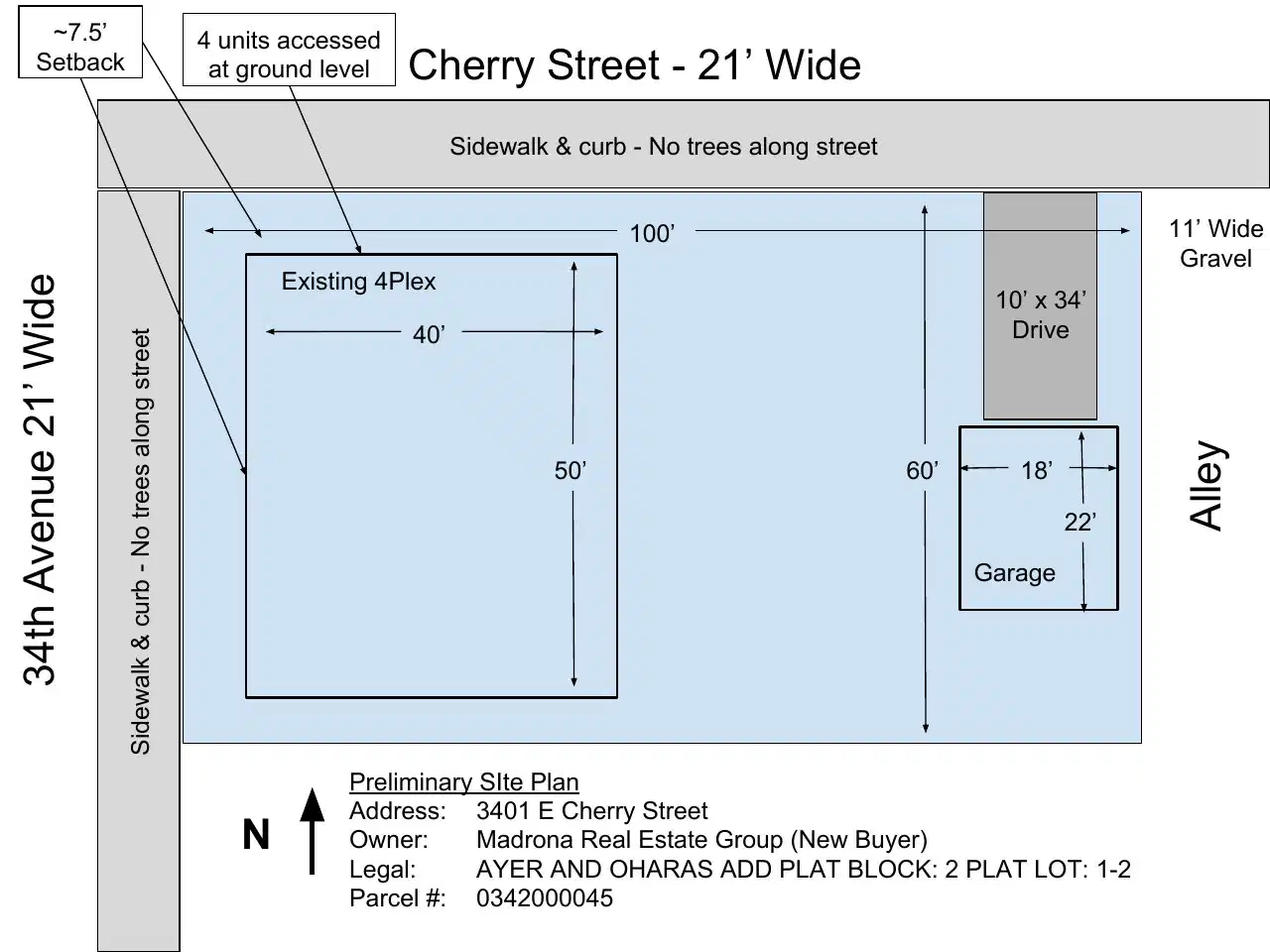 Site plan for 3401 E Cherry St