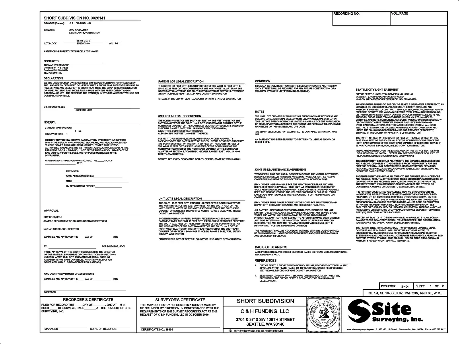 Site plan for 3704 SW 106th St