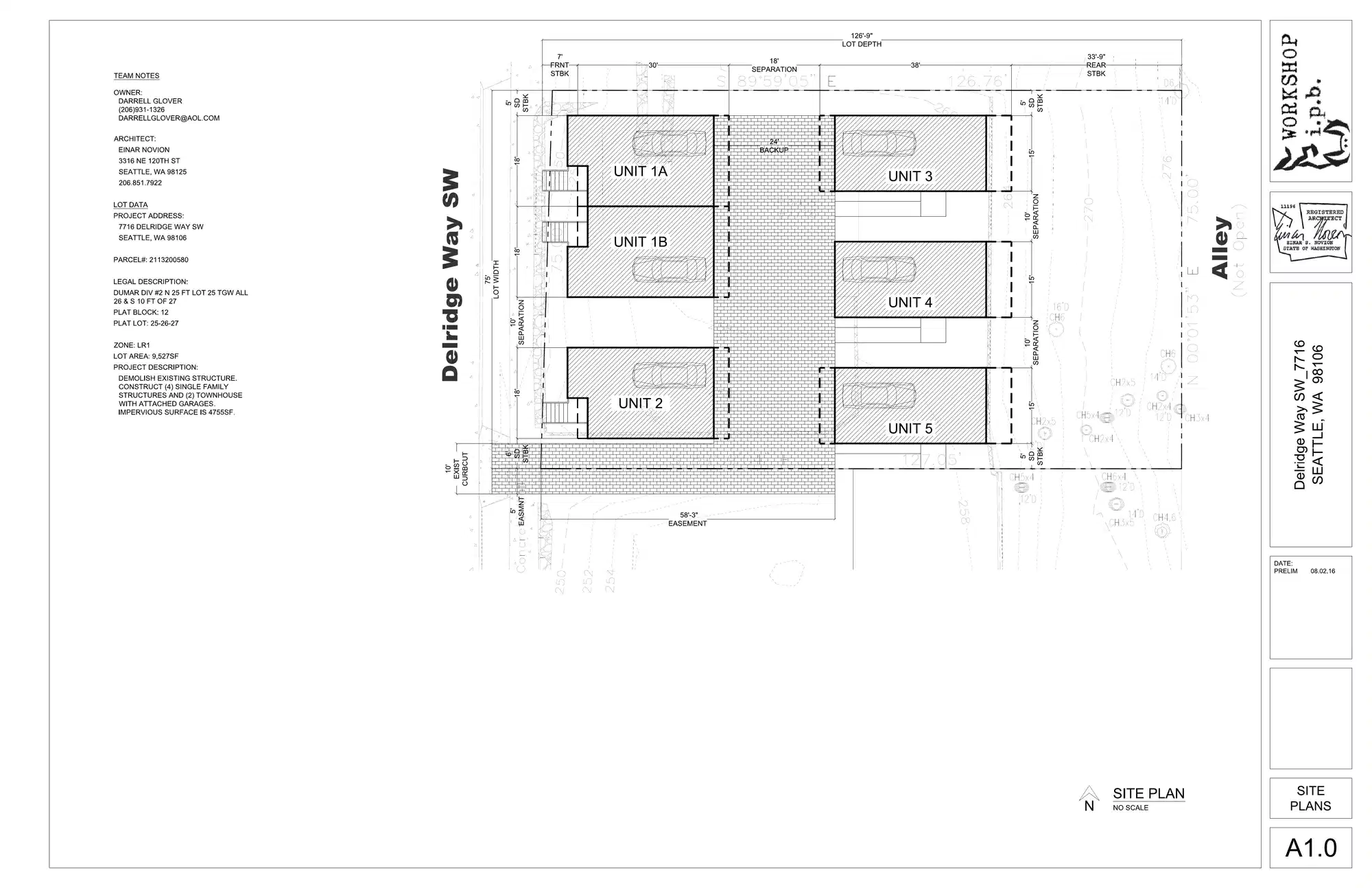 Site plan for 7714 Delridge Way SW