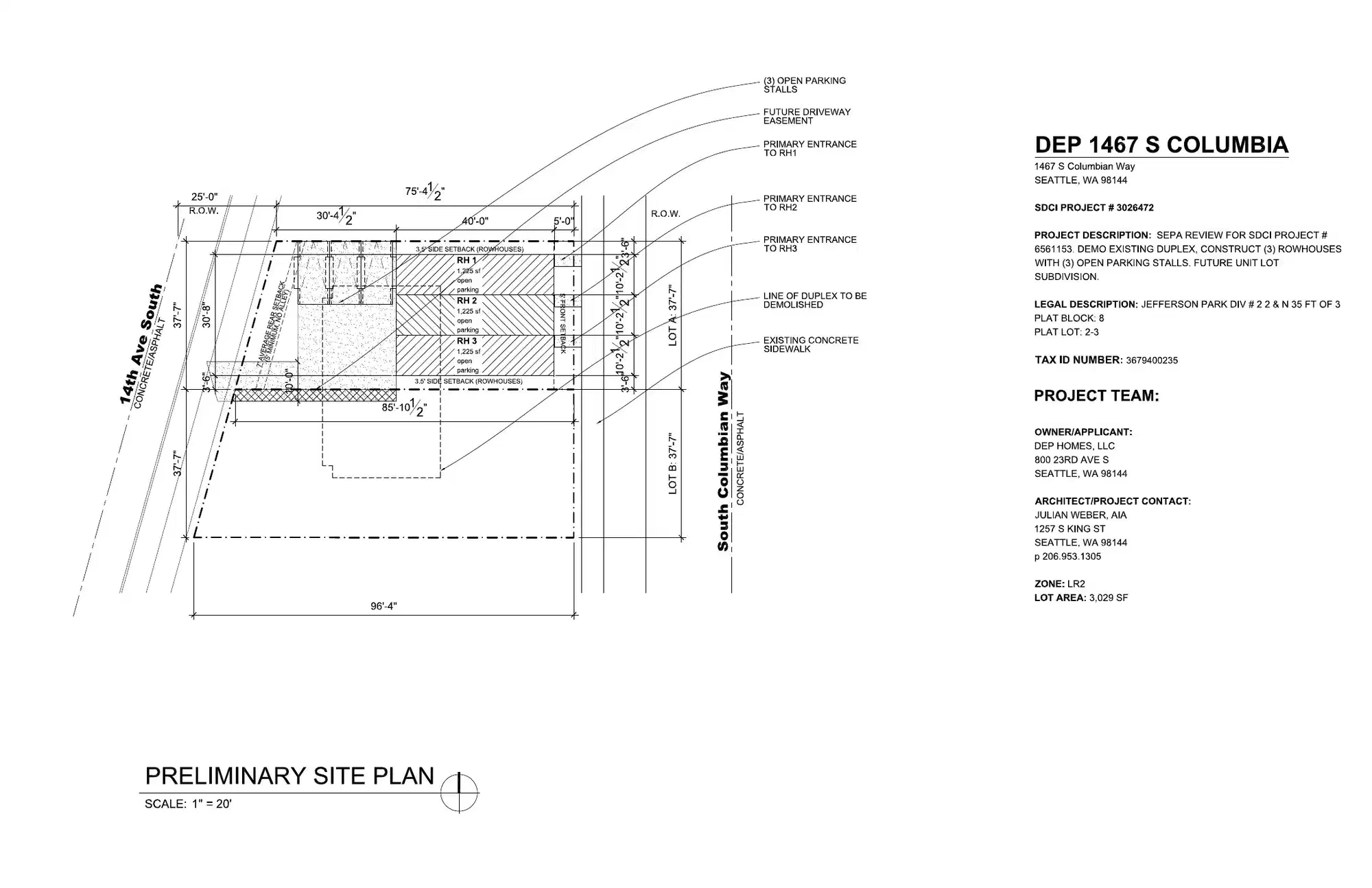 Site plan for 1467 S Columbian Way