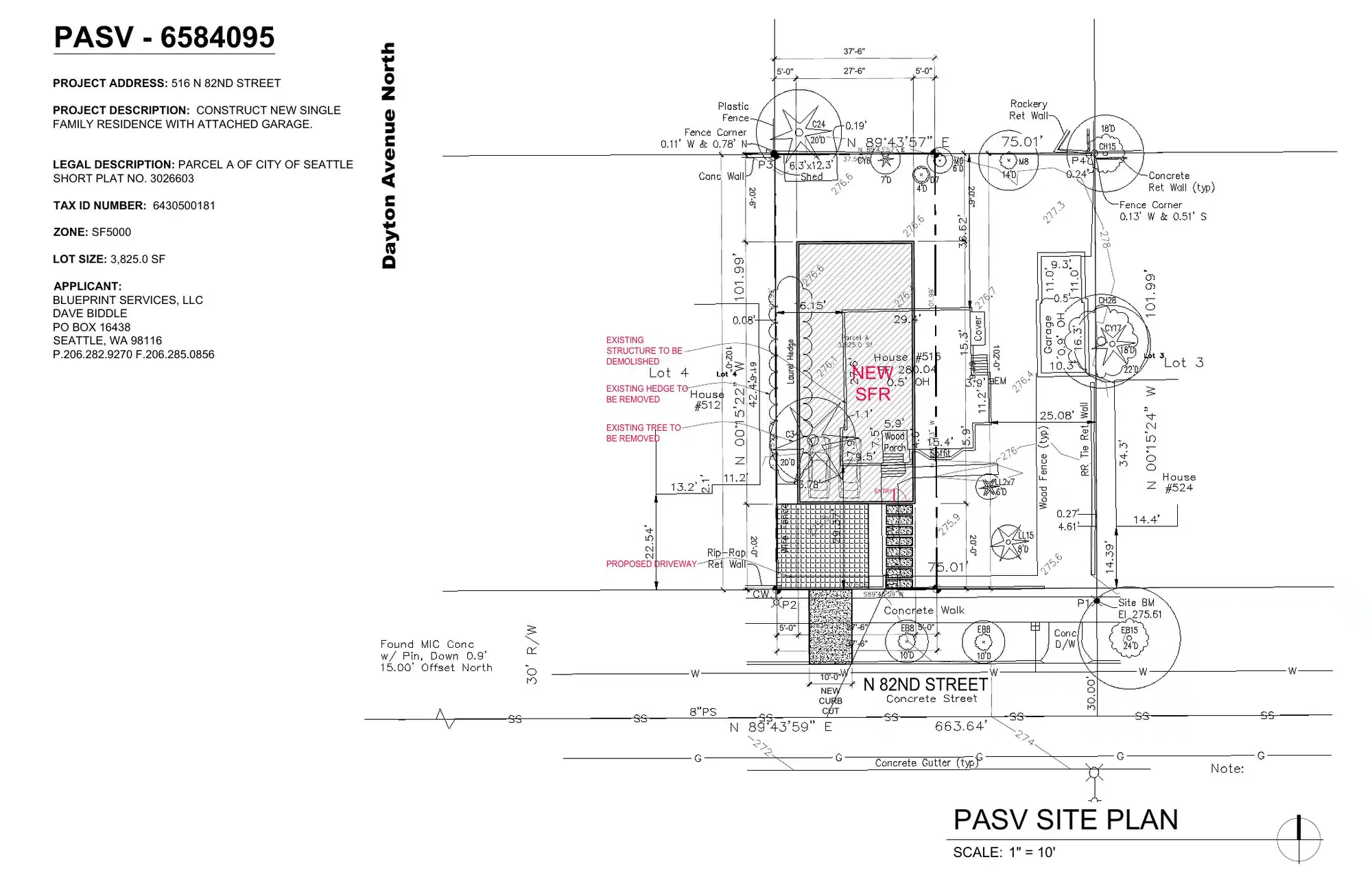 Site plan for 516 N 82nd St