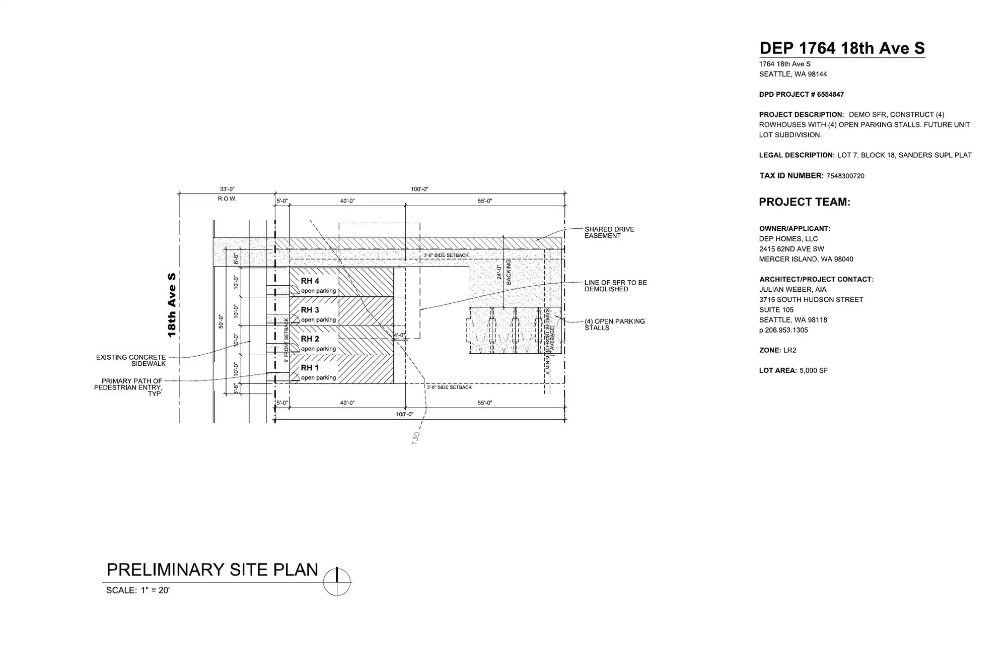 Site plan for 1764 A 18th Ave S