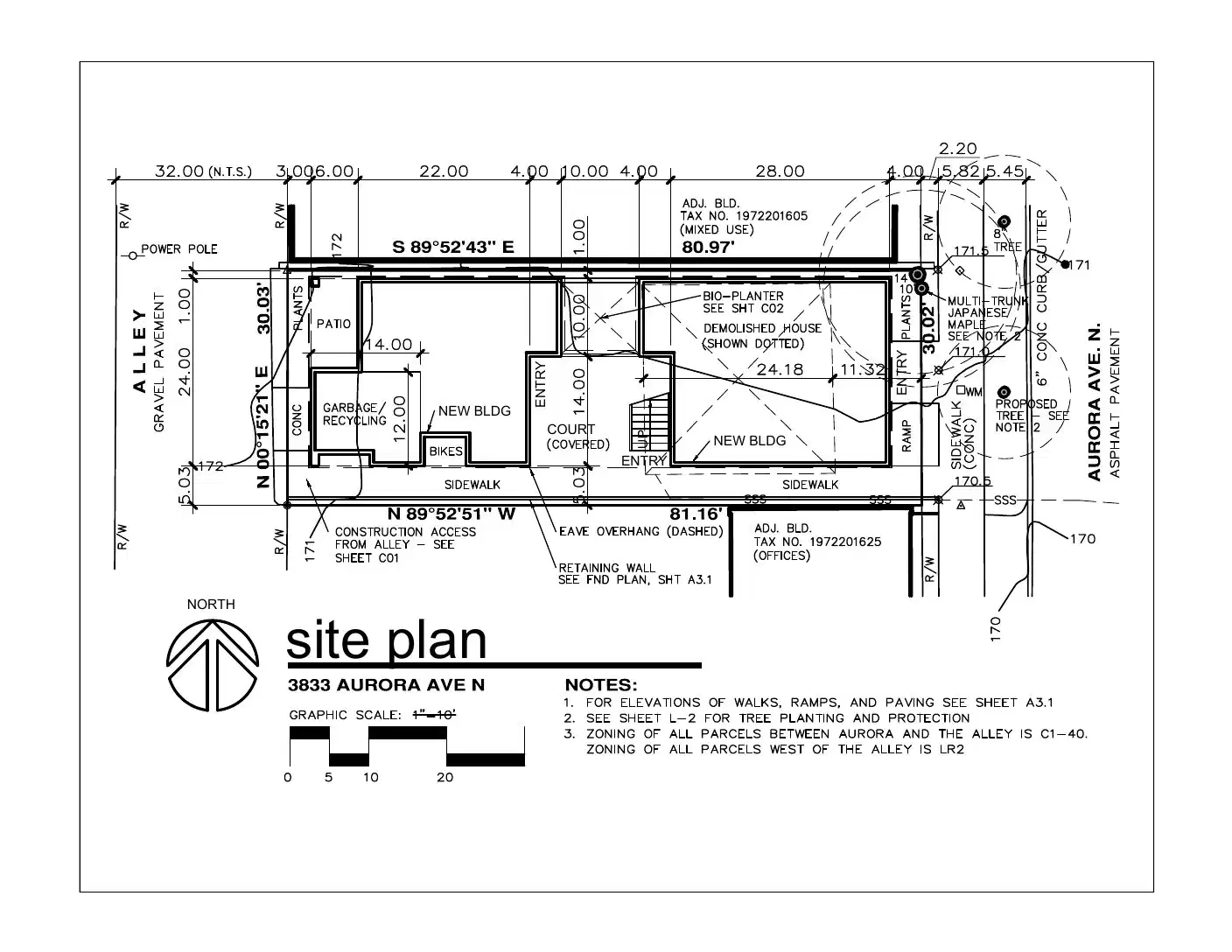 Site plan for 3833 Aurora Ave N