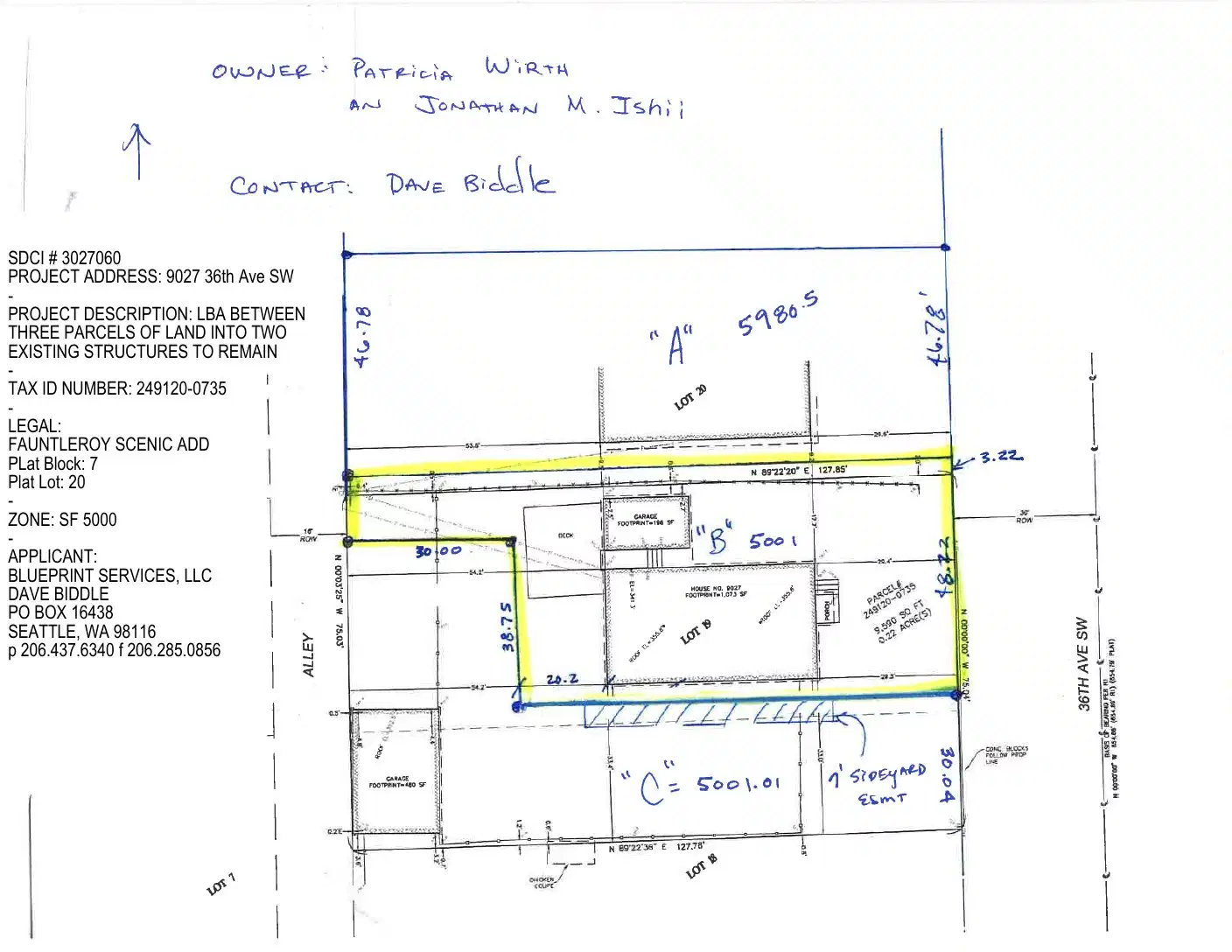 Site plan for 9029 36th Ave SW