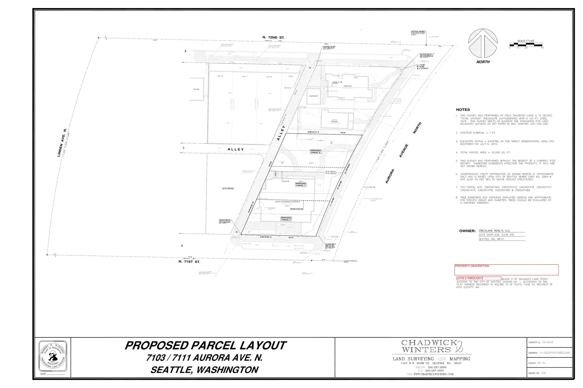 Site plan for 7103 Aurora Ave N