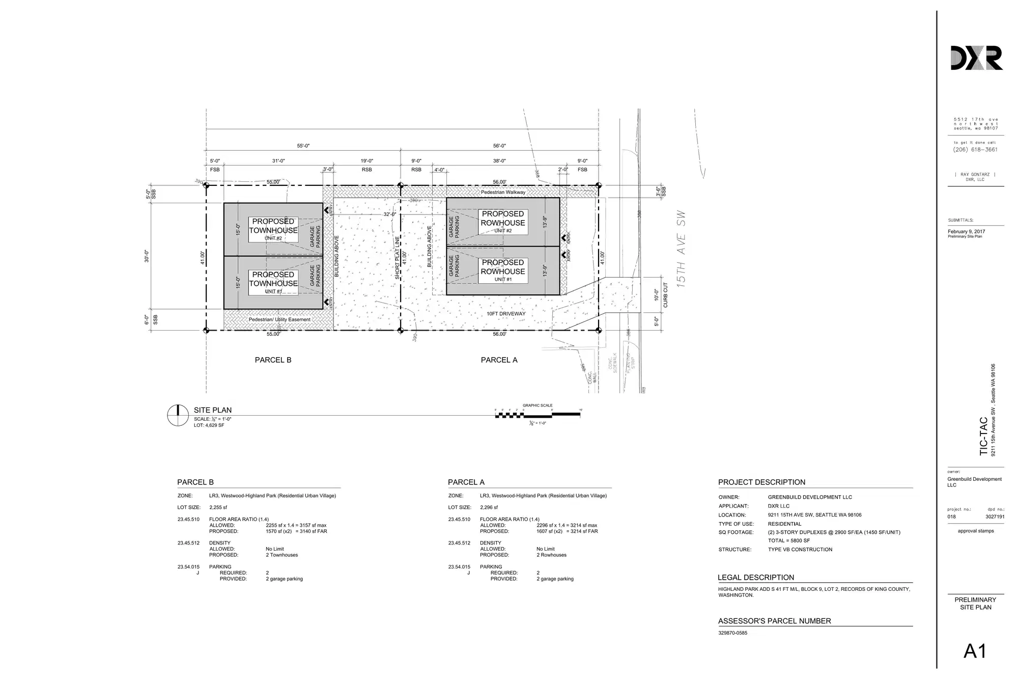 Site plan for 9211 15th Ave SW