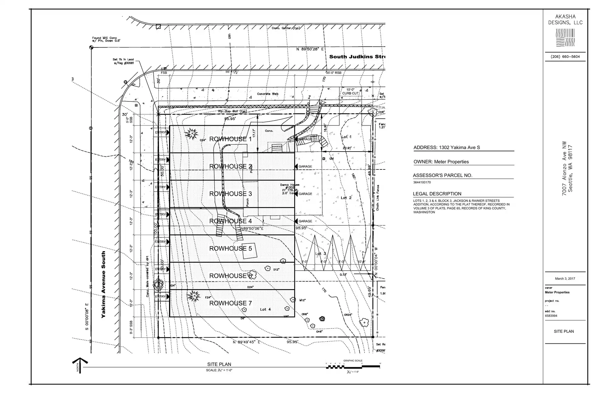 Site plan for 1302 Yakima Ave S