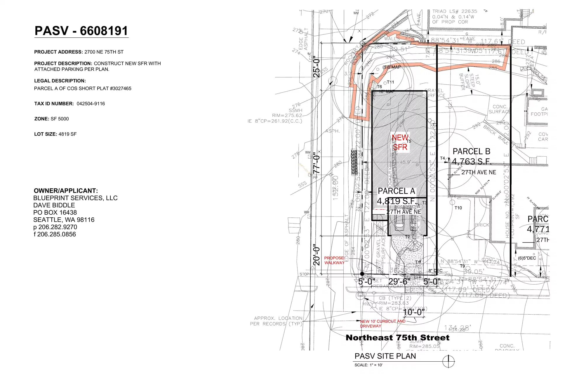 Site plan for 2700 NE 75th St