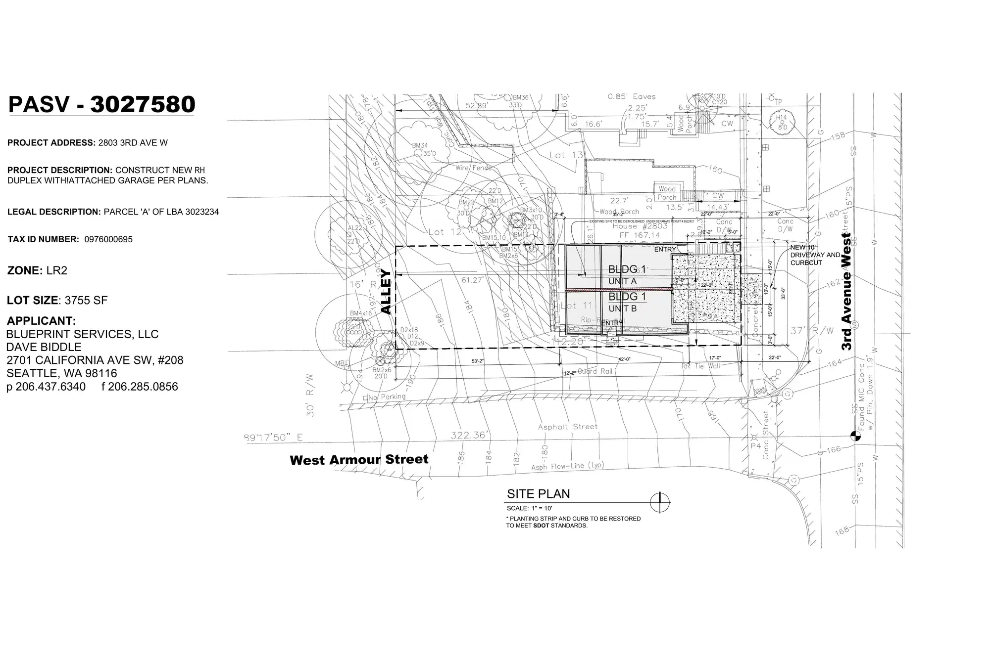 Site plan for 2803 3rd Ave W