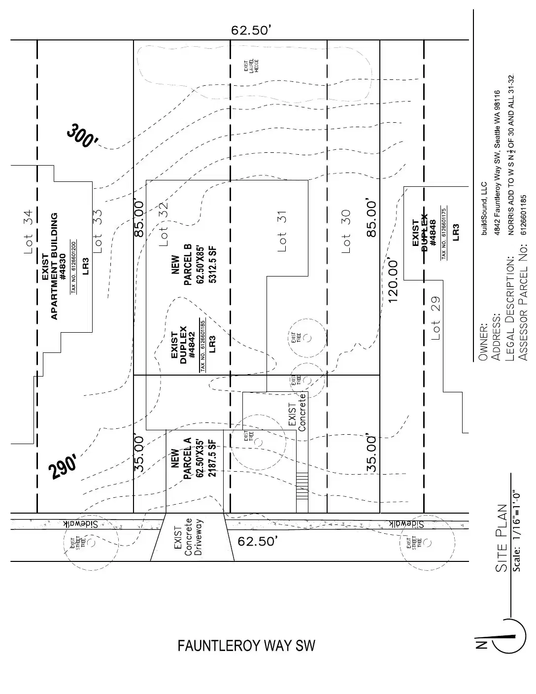Site plan for 4842 Fauntleroy Way SW