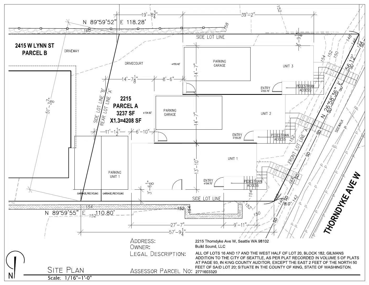 Site plan for 2215 Thorndyke Ave W